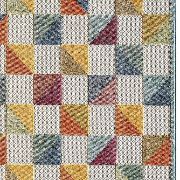 5' X 7' Orange And Ivory Indoor Outdoor Area Rug