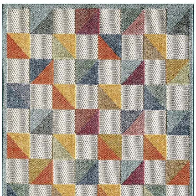 5' X 7' Orange And Ivory Indoor Outdoor Area Rug