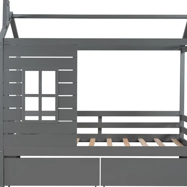 Gray Wood Twin Four Poster Bed Frame
