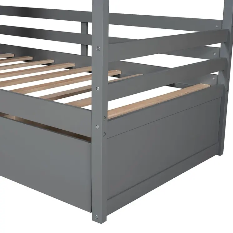 Gray Wood Twin Four Poster Bed Frame