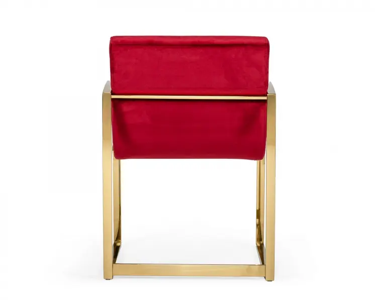 22" Red And Gold Velvet Arm Chair