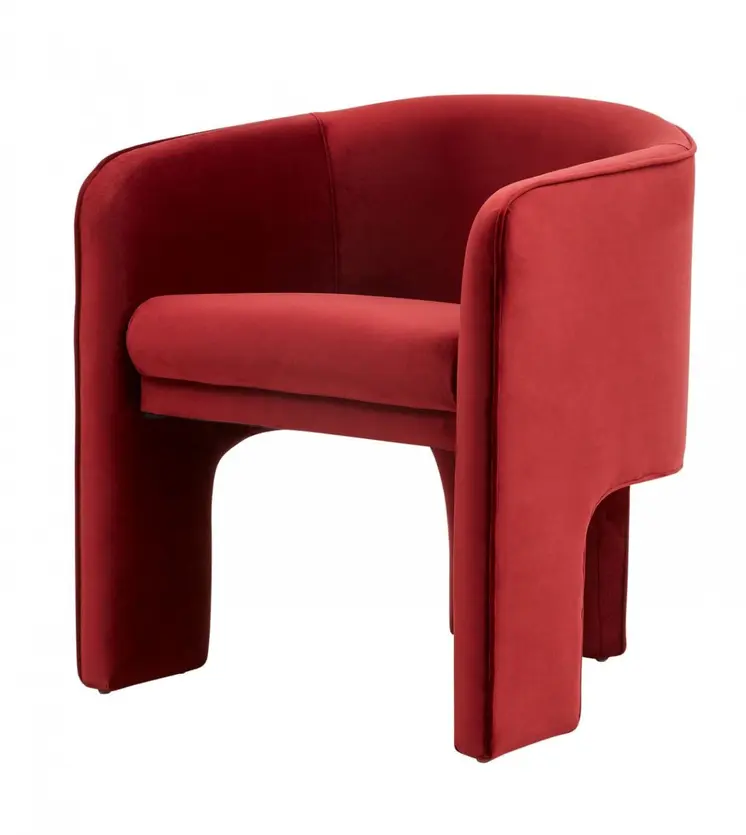 24" Burnt Orange Velvet Barrel Chair