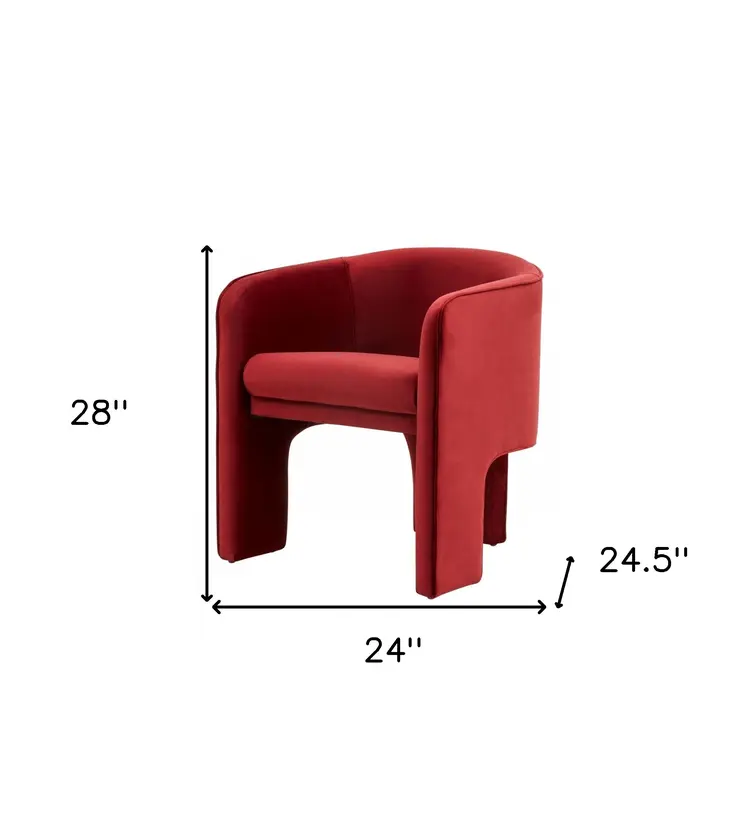 24" Burnt Orange Velvet Barrel Chair
