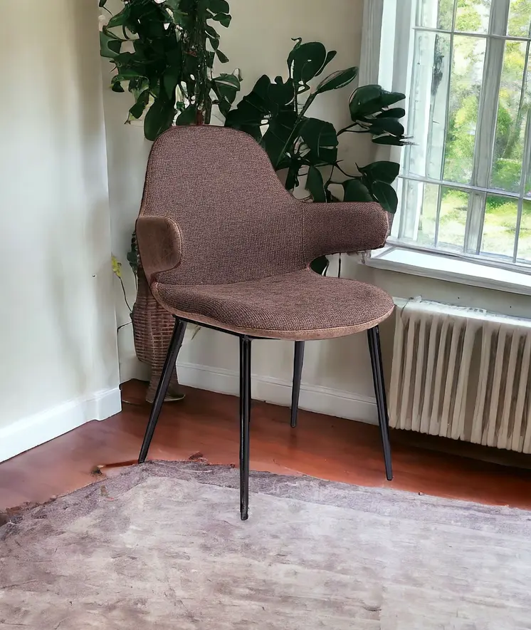 23" Brown And Black Upholstered Arm Chair