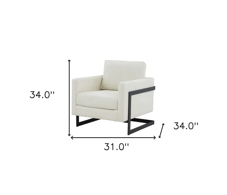 31" Cream And Black Fabric Club Chair