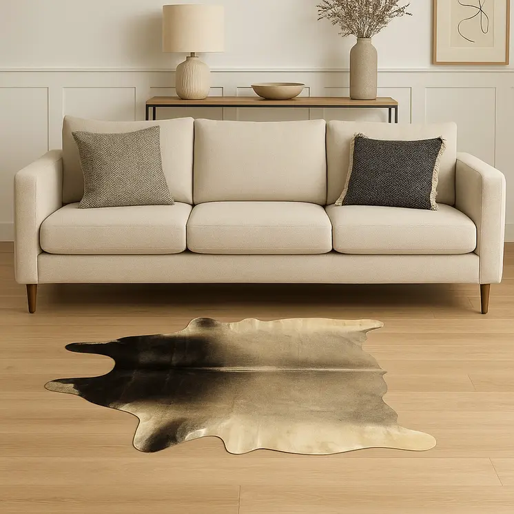 5' X 7' Gray Cowhide Ombre Handmade Area Rug