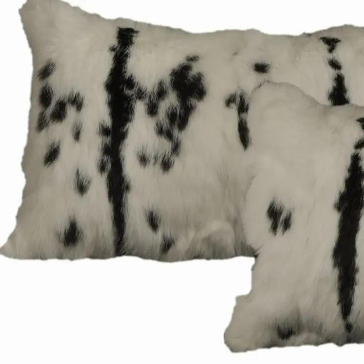 Set of Two 12" X 20" Black and White Throw Pillows