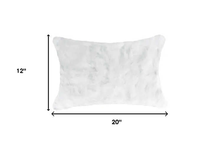 Set of Two 12" X 20" White Natural Fur Throw Pillows