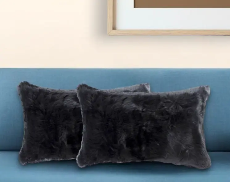 Set of Two 12" X 20" Black Throw Pillows