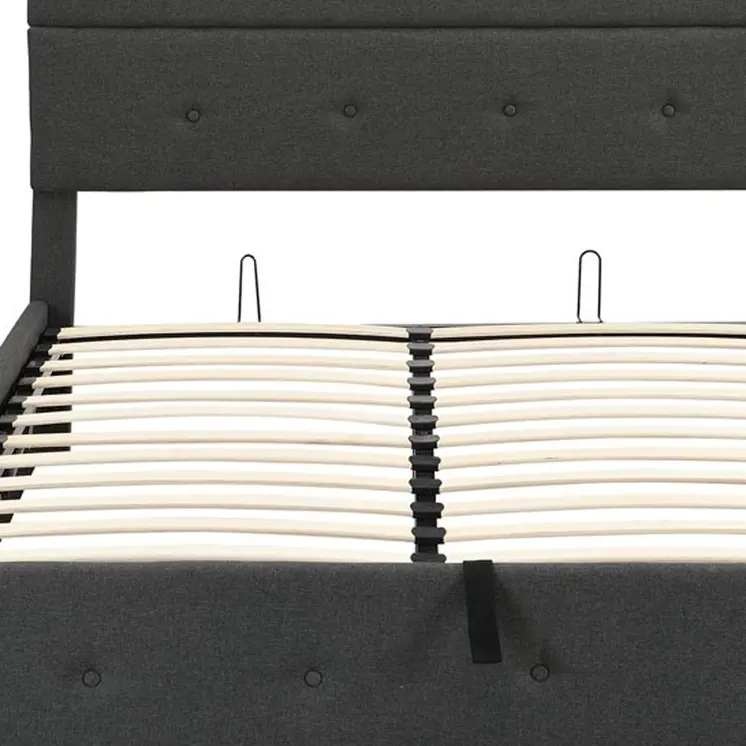 Gray Tufted Linen Blend Full Bed Frame