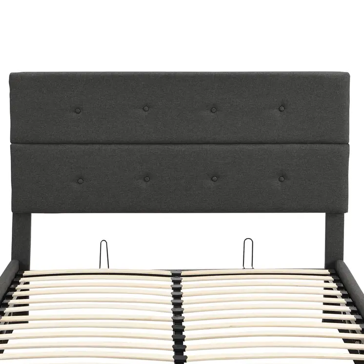 Gray Tufted Linen Blend Full Bed Frame