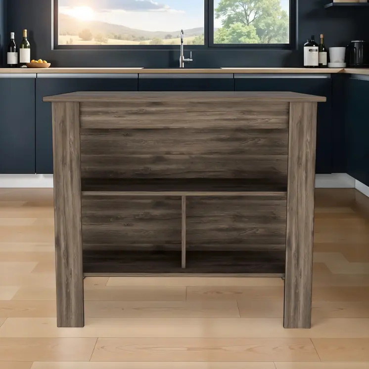 Brown 41" Kitchen Island With Storage