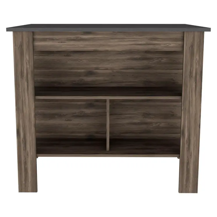 Dark Brown and Brown 41" Kitchen Island With Storage