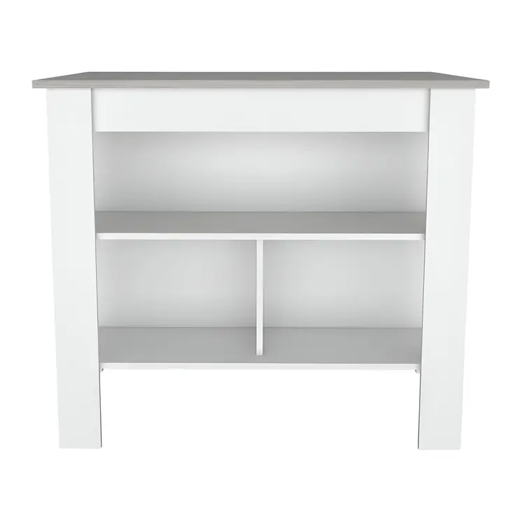 White and Gray 41" Kitchen Island With Storage