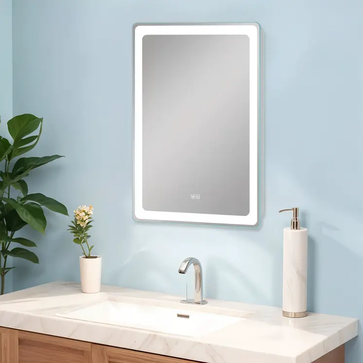 36" Silver Lighted Unframed Bathroom Vanity Mirror