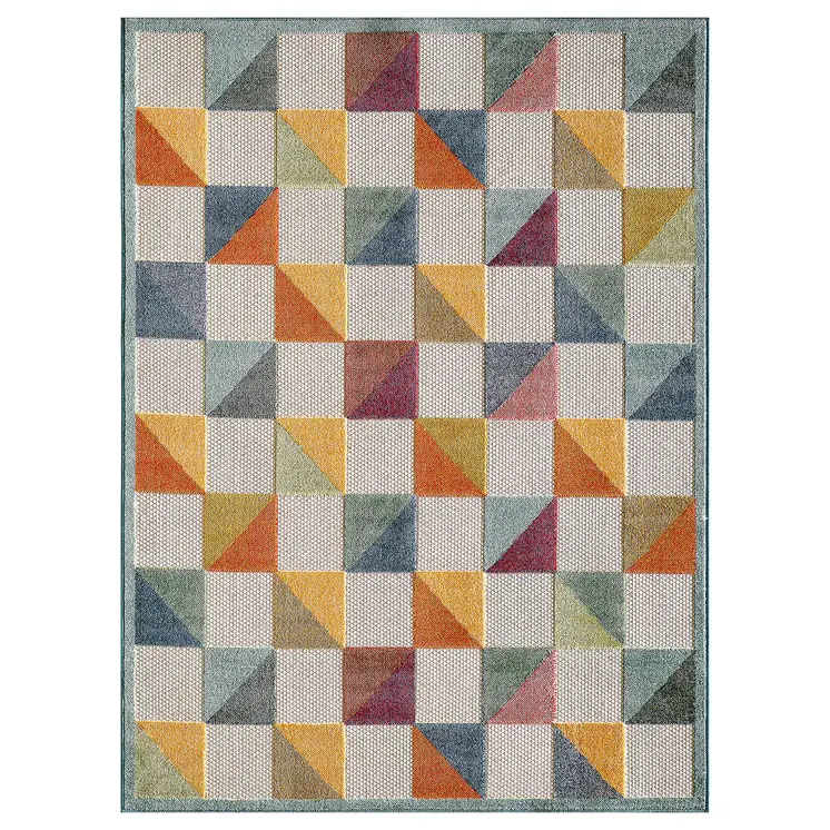 8' X 10' Orange And Ivory Indoor Outdoor Area Rug