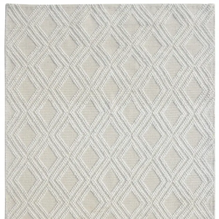 6' X 9' Ivory Geometric Handmade Area Rug
