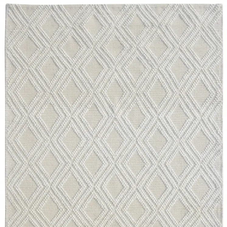 9' X 13' Ivory Diamond Lattice Modern Area Rug