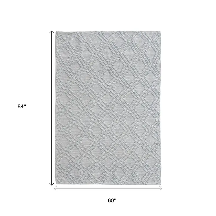 5' X 7' Gray Geometric Handmade Area Rug