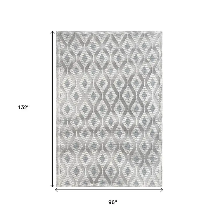 8' X 11' Gray and Ivory Geometric Handmade Area Rug