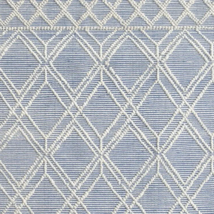 5' X 7' Blue and Ivory Geometric Handmade Area Rug
