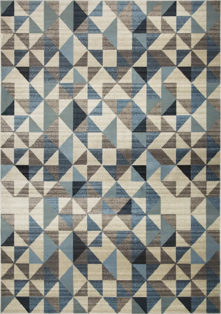 3' X 5' Blue And Gray Geometric Area Rug