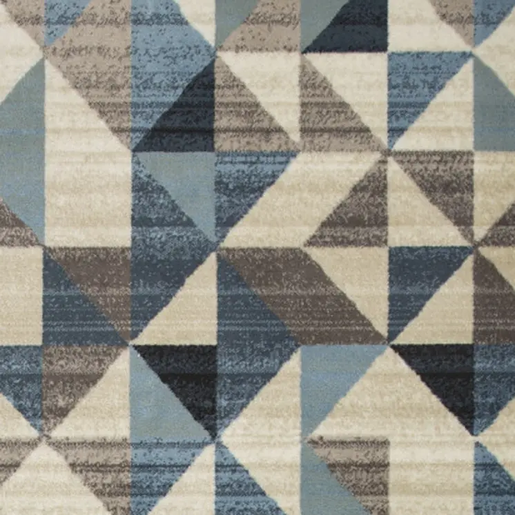3' X 5' Blue And Gray Geometric Area Rug