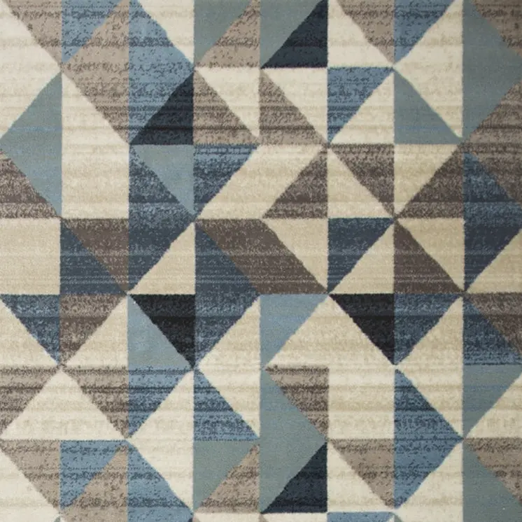 3' X 5' Blue And Gray Geometric Area Rug
