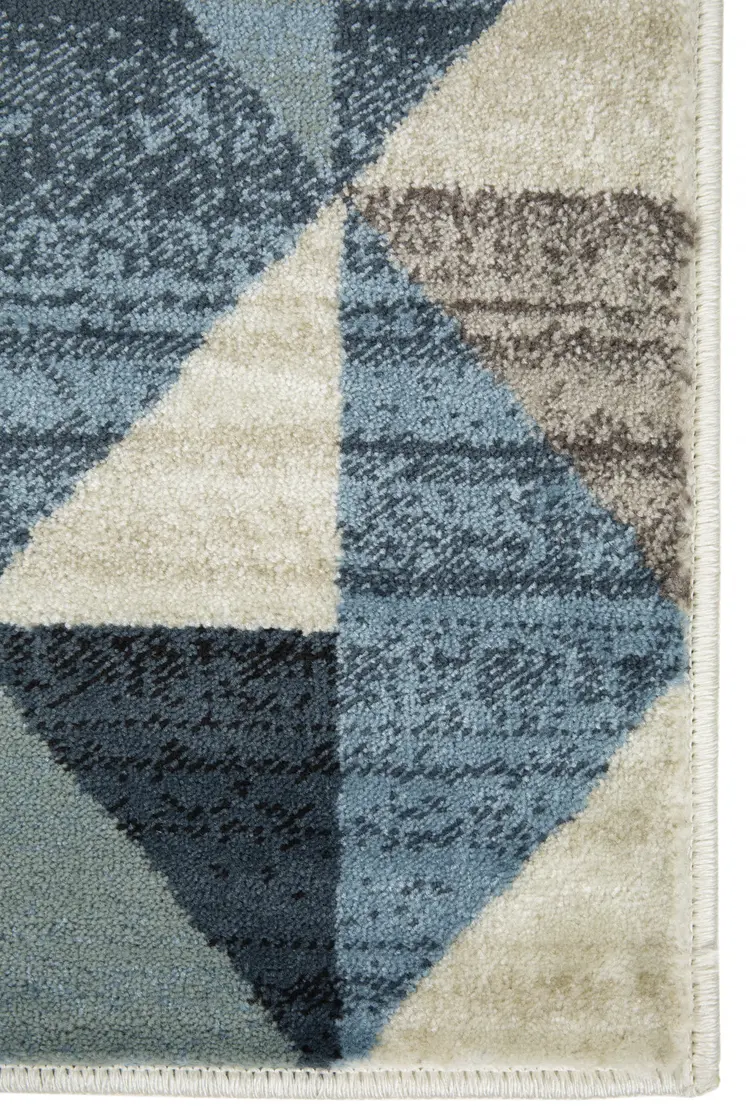 3' X 5' Blue And Gray Geometric Area Rug