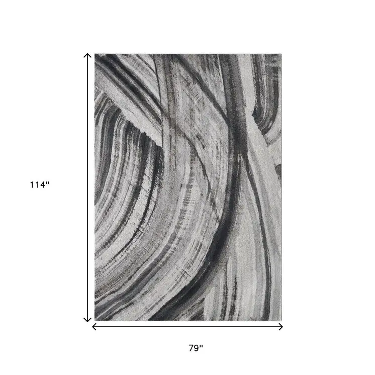 7' X 10' Gray and Ivory Abstract Area Rug