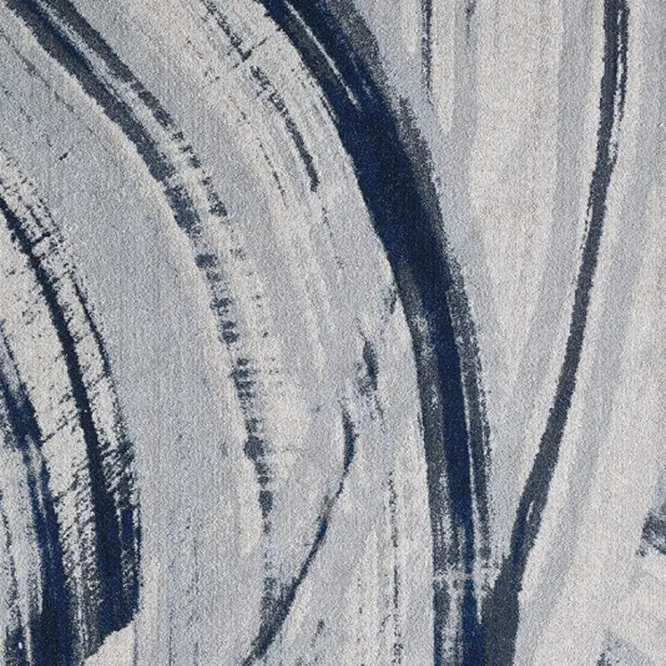 3' X 5' Ivory and Blue Abstract Area Rug