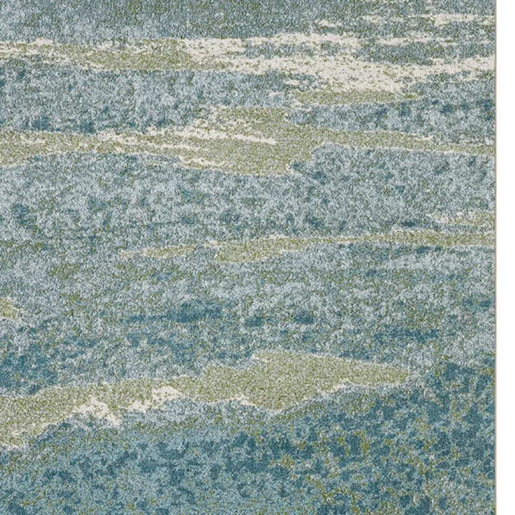 3' X 5' Blue and Green Abstract Area Rug