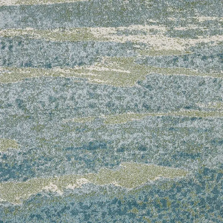 5' X 8' Blue and Green Abstract Area Rug