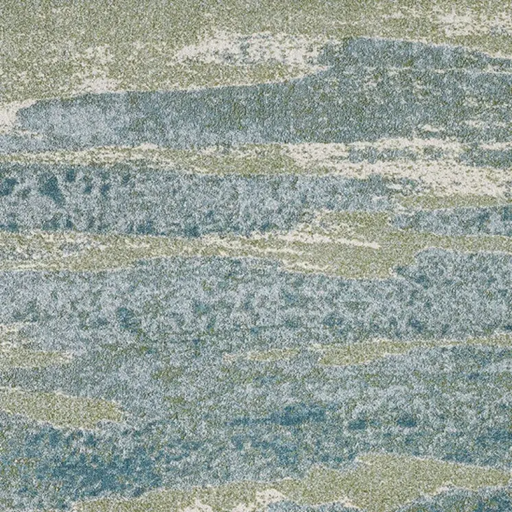 7' X 10' Blue And Sage Abstract Area Rug