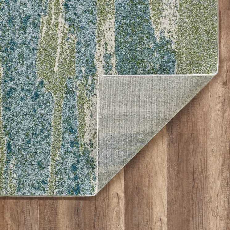 7' X 10' Blue And Sage Abstract Area Rug