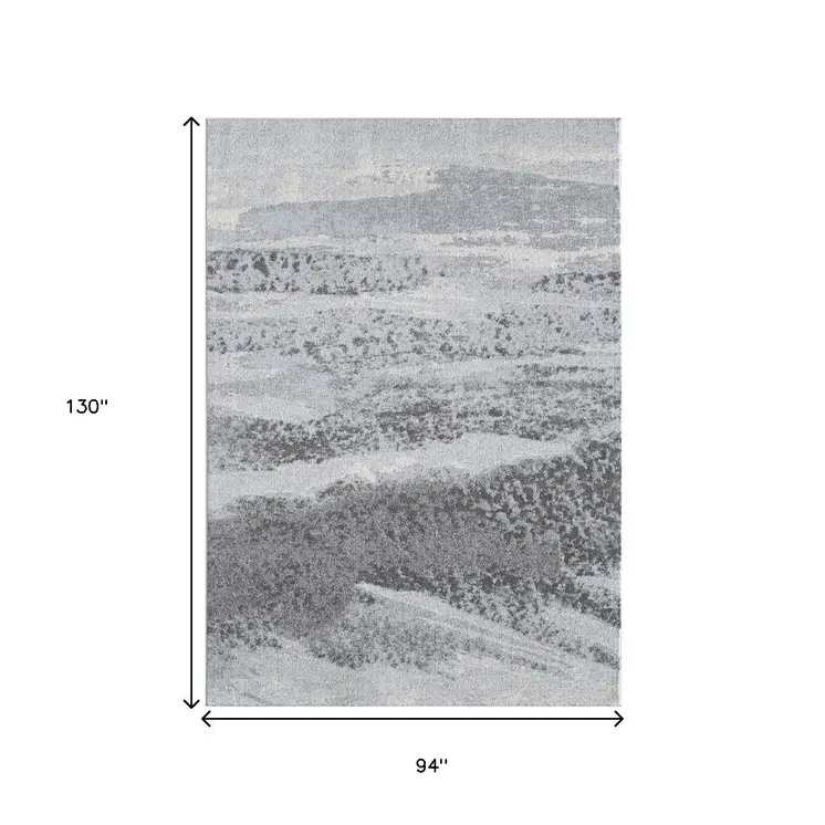 8' X 11' Blue and Gray Abstract Area Rug