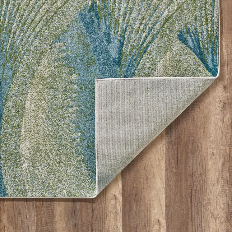 10' X 13' Blue Beige Abstract Waves Modern Area Rug
