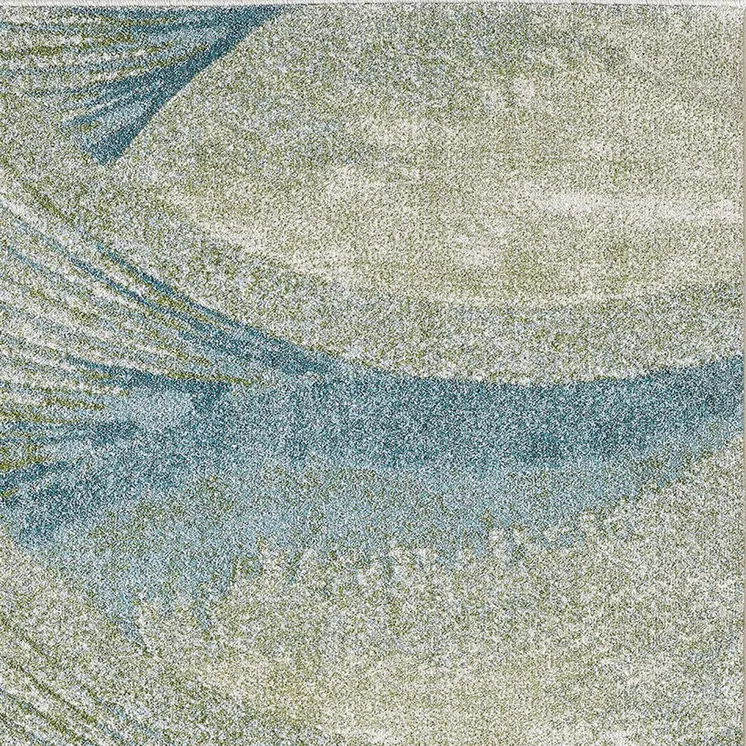 10' X 13' Blue Beige Abstract Waves Modern Area Rug