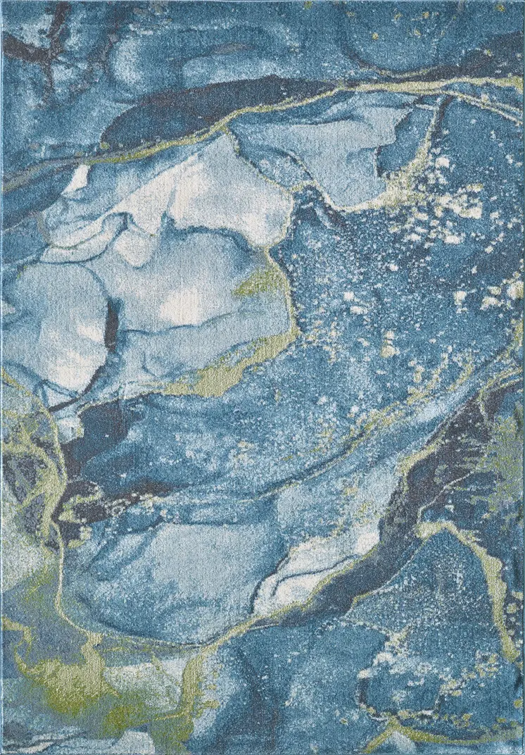 5' X 8' Teal Blue Abstract Area Rug