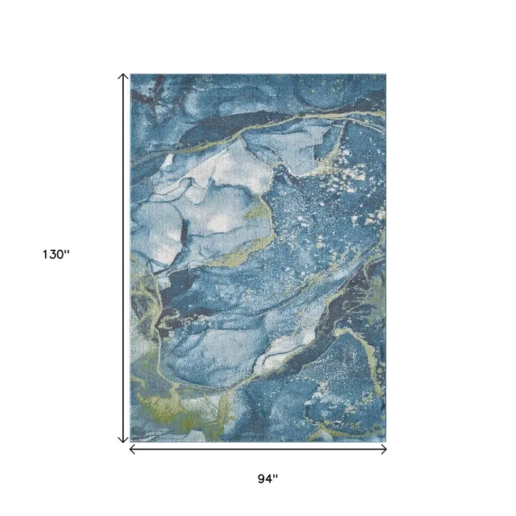 8' X 11' Teal Blue Abstract Area Rug
