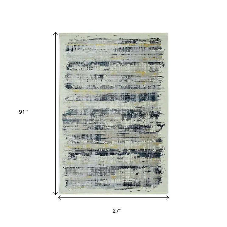 8' Blue Abstract Runner Rug