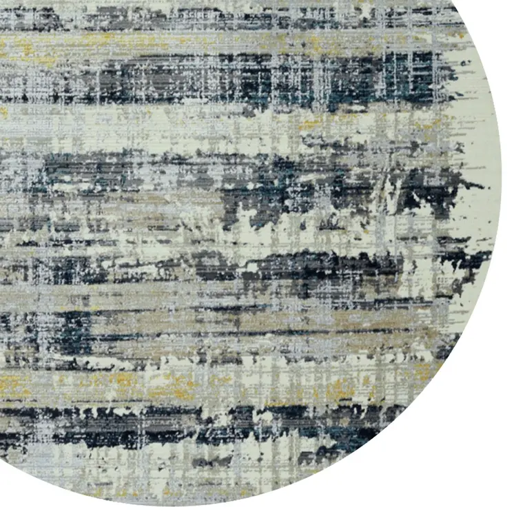 8' Blue Round Abstract Area Rug