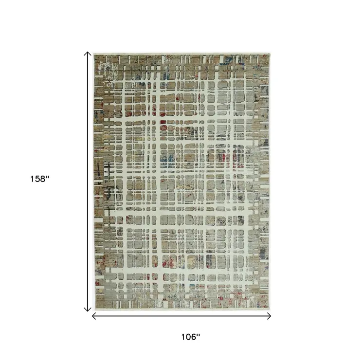 9' X 13' Ivory Abstract Area Rug