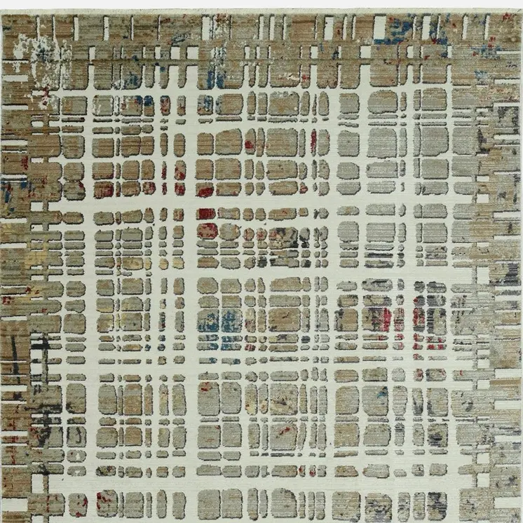 9' X 13' Ivory Abstract Area Rug