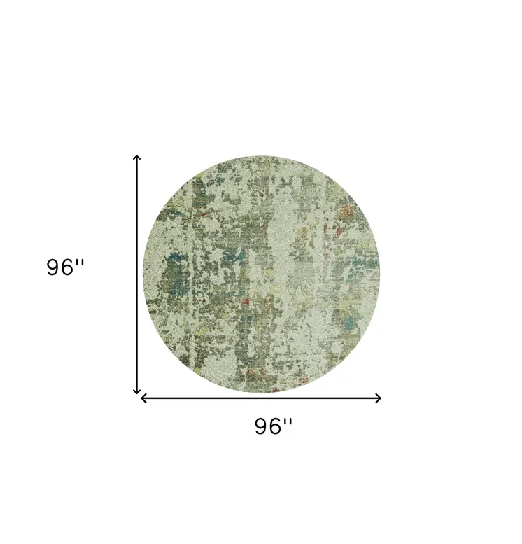 8' Ivory Abstract Round Rug