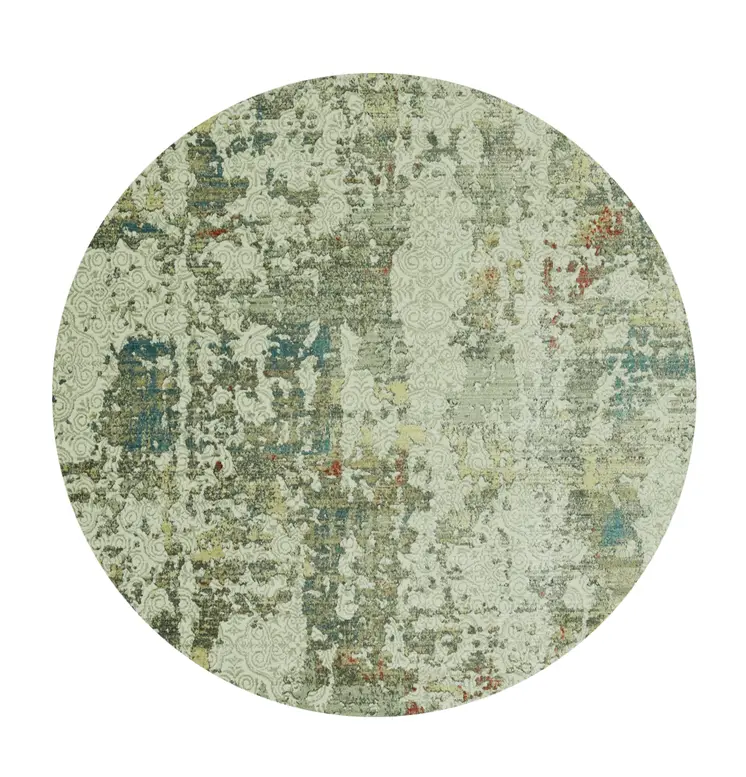 8' Ivory Abstract Round Rug