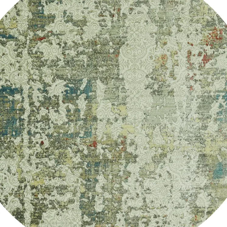 8' Ivory Abstract Round Rug