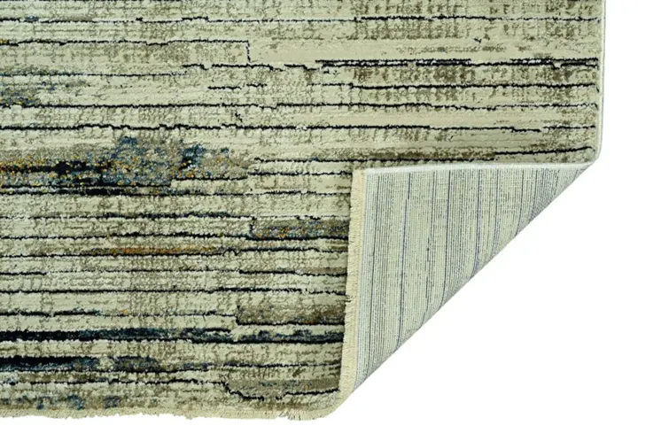 8' Ivory And Blue Abstract Runner Rug