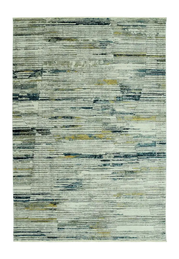 8' Ivory And Blue Abstract Runner Rug