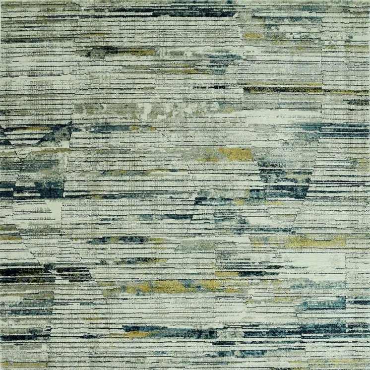 8' Ivory And Blue Abstract Runner Rug